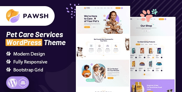 Pawsh (v1.0) Pet Care Services WordPress Theme