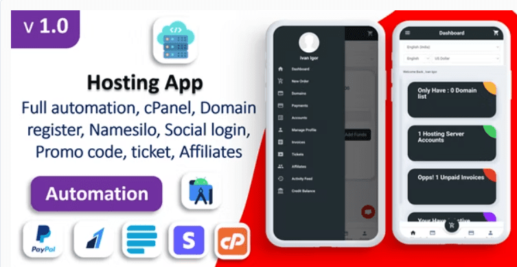 Markhost app v1.0 Web Hosting Billing | Domain | Hosting | Affiliate | Social login | Payment Gateways