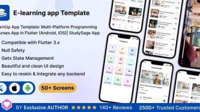 LearnUp UI App Template v1.0 Multi-Platform Programming Courses in Flutter (Android, iOS)| StudySage App