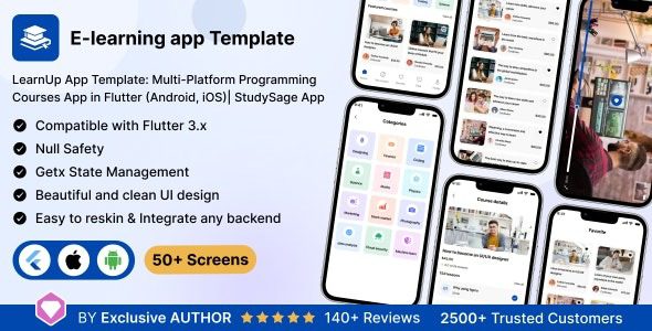 LearnUp UI App Template v1.0 Multi-Platform Programming Courses in Flutter (Android, iOS)| StudySage App