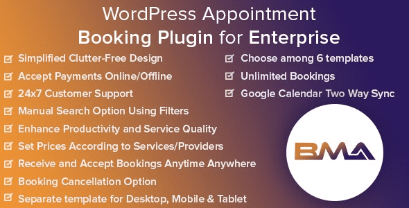 Fixed* BMA (v1.7.8) WordPress Appointment Booking Plugin for Enterprise