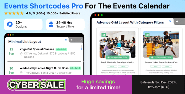 Events Shortcodes & Block Pro For The Events Calendar插件下载