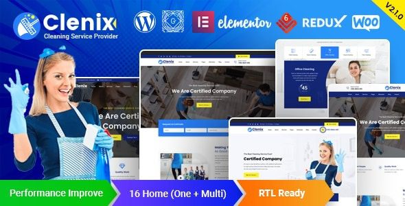 Clenix (v3.1.0) Cleaning Services WordPress Theme (Activated)