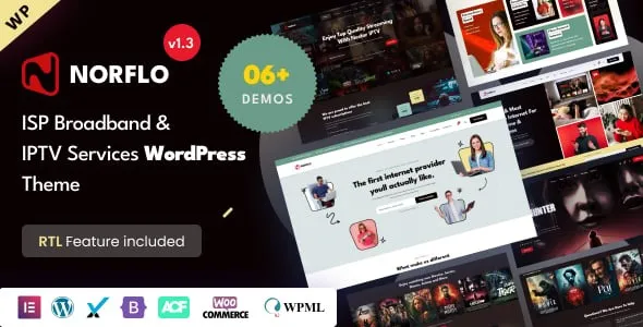 Norflo v1.4 ISP & IPTV Services Elementor WordPress Theme