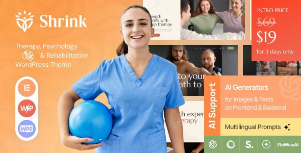 Shrink v1.0.0 Therapy, Psychology & Rehabilitation WordPress Theme