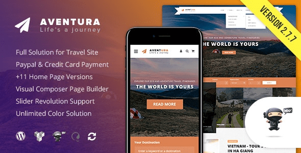 Aventura v2.8.6 Travel & Tour Booking System WP Theme