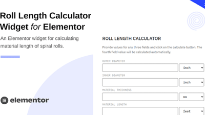 Roll Length Calculator Widget for Elementor主题下载