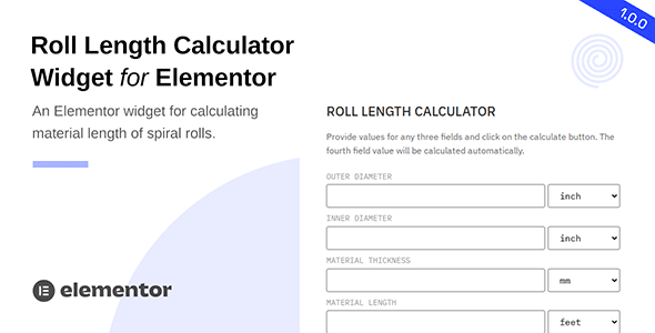 Roll Length Calculator Widget for Elementor主题下载