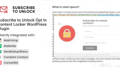 Subscribe to Unlock Opt In Content Locker WordPress Plugin插件下载