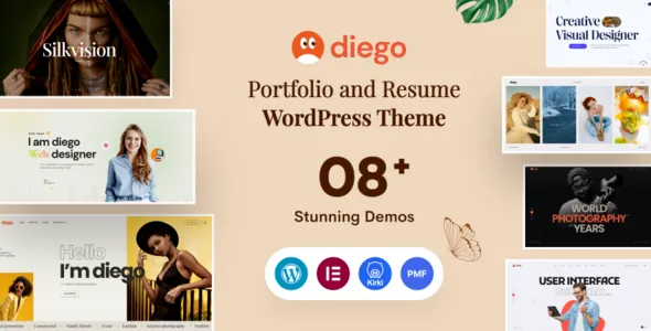 Diego (v1.1.2) Creative Personal Portfolio & Resume WordPress Theme