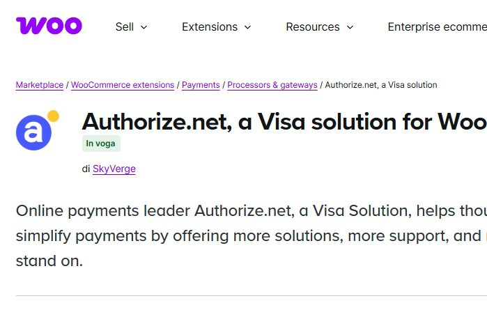 Authorize.net, a Visa solution for WooCommerce插件下载
