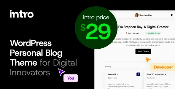 Intro v1.0.3 Personal Digital Blog WordPress Theme [Activated]