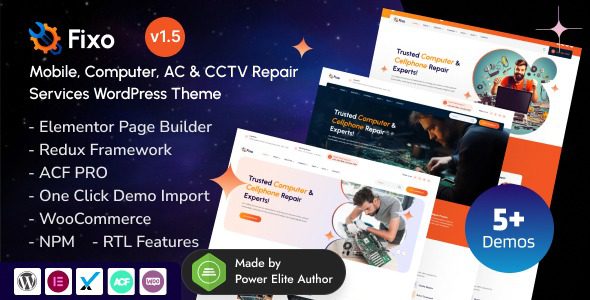 Fixo v1.5.0 Mobile & Computer Repair Services Elementor WordPress Theme [Activated]