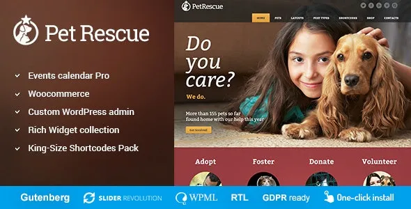 Pet Rescue (v2.2.0) Animals And Shelter Charity Wp Theme