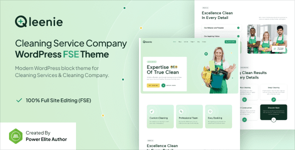 Qleenie (v1.0.0) Cleaning Service Company WordPress Theme