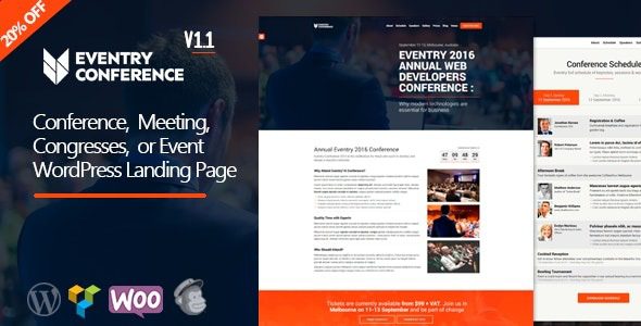 Eventry (v1.3.1) Conference Meetup Landing Page WordPress Theme