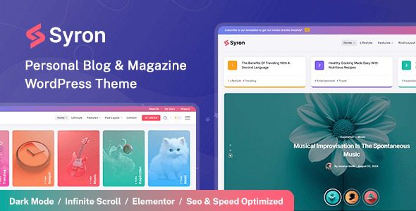 Syron (v1.5) Personal Blog & Magazine WordPress Theme