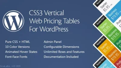 CSS3 Vertical Web Pricing Tables For WordPress v2.0