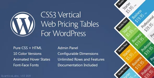 CSS3 Vertical Web Pricing Tables For WordPress v2.0