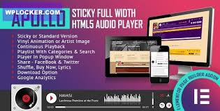 Apollo (v2.4) Sticky Full Width HTML5 Audio Player - Elementor Widget Addon
