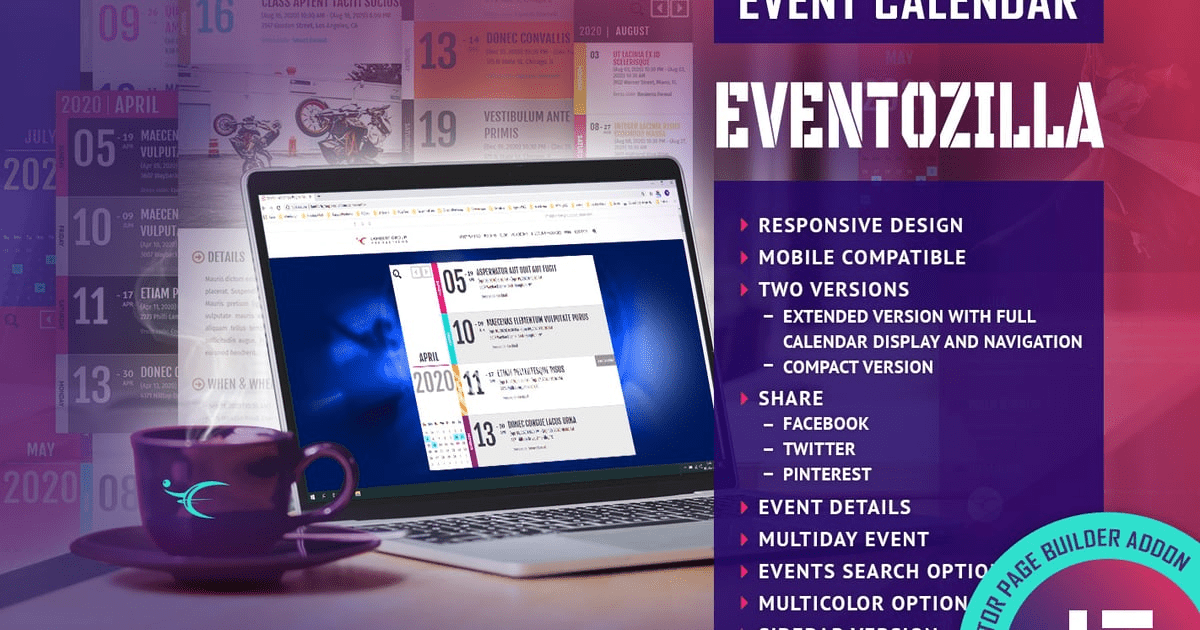 EventoZilla (v2.1) Event Calendar - Elementor Widget Addon