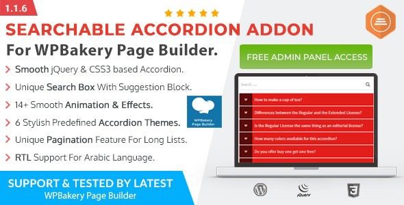 Ultimate Searchable Accordion (v2.0.1) WPBakery Page Builder Addon