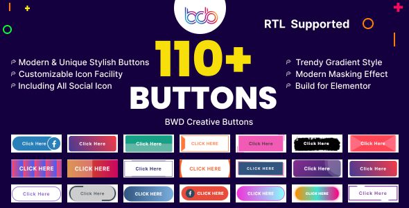 BWD creative buttons elementor addon插件下载