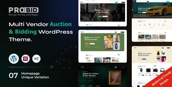Probid v1.1.0 Multi Vendor Auctions WooCommerce WordPress Theme
