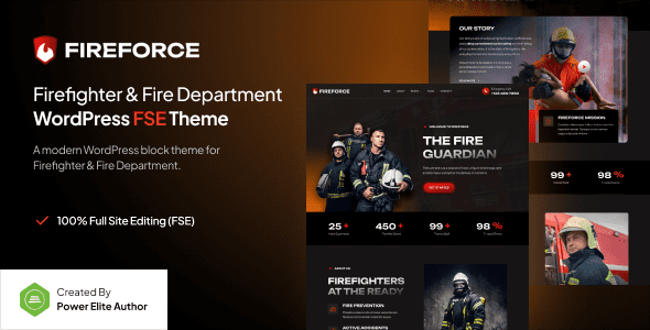 Fireforce (v1.0.0) Firefighter Department Gutenverse FSE WordPress Block Theme