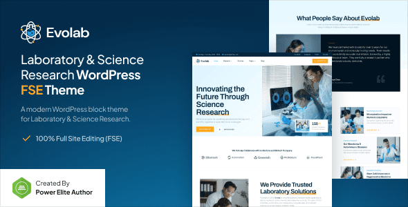 Evolab (v1.0.0) Laboratory & Science Research Gutenverse FSE WordPress Block Theme