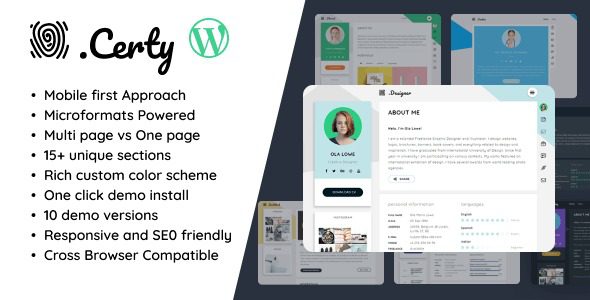 Certy (v1.5.9) Creative Resume & CV WordPress Theme