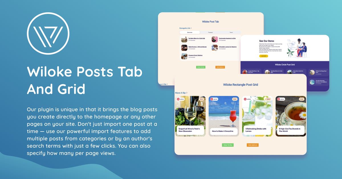 Wiloke Posts Tab And Grid v1.0