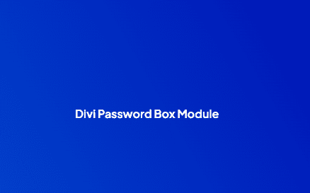 Divi Password Box Module插件下载