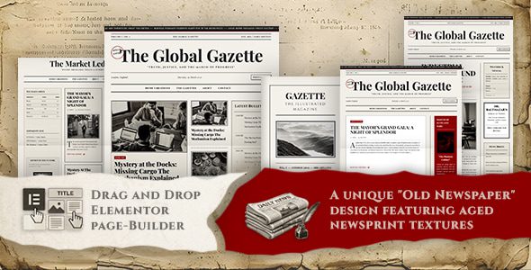 Gazette (v1.0.1) Vintage News & Editorial Magazine WordPress Theme