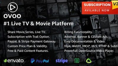 OVOO v.3.30 – Live TV & Movie Portal CMS with Membership System Download