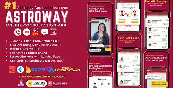 Astroway v1.5 Astrology Consultation App with PHP Backend | Audio-Video Calls, Chat with Live Streaming