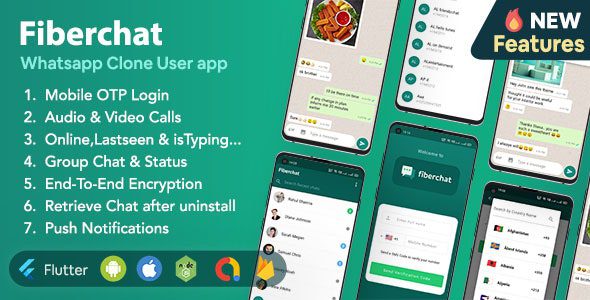 Fiberchat – Whatsapp Clone Full Chat & Call App | Android & iOS Flutter Chat app v1.0.33 Download
