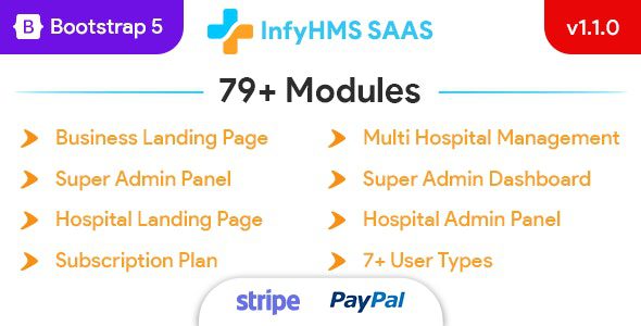 InfyHMS-Saas – Laravel Multi Hospital Management System – Saas Hospital v1.1.1