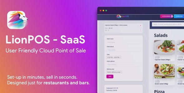 Lion POS v3.1.0 – SaaS Point Of Sale Script for Restaurants and Bars with floor plan Download