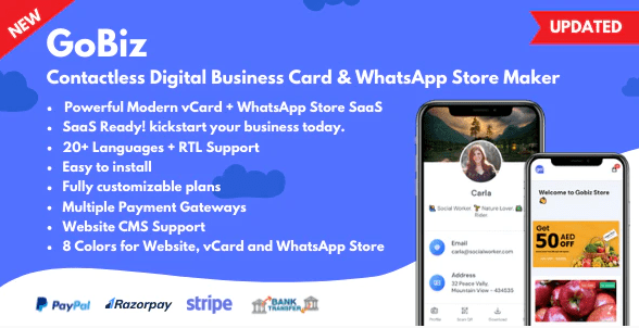GoBiz v4.2.1 – Digital Business Card + WhatsApp Store Maker |SaaS |Card Builder