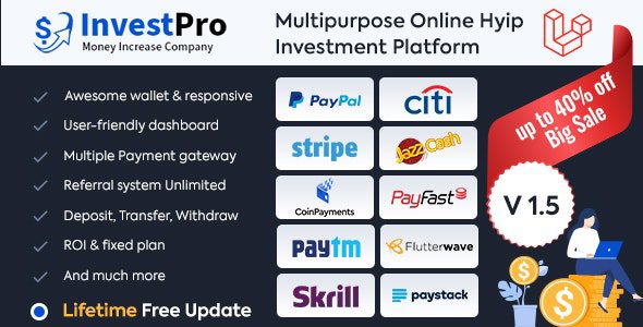 InvestPro – Wallet & Banking Online Hyip Investment Platform v2.0.1 Download