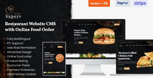 Superv – Restaurant Website CMS & Management System with Food Order v.1.4.2 Download
