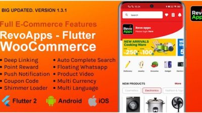 Revo Apps Woocommerce Nulled - Flutter 电子商务完整应用 Android iOS 下载