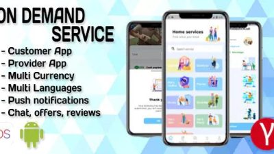 按需服务解决方案-4个应用-客户+提供商+管理面板+网站-Flutter (iOS+Android) Nulled