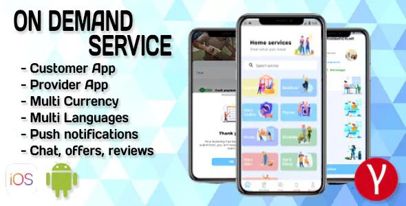 按需服务解决方案-4个应用-客户+提供商+管理面板+网站-Flutter (iOS+Android) Nulled