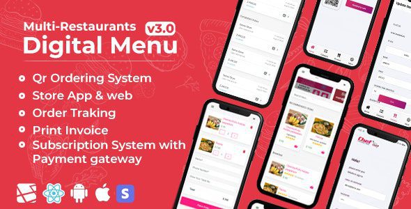 Chef v.7.0.2 – Multi-restaurant Saas – Contact less Digital Menu Admin Panel with – React Native App Download