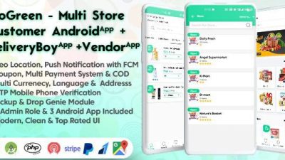 GoGreen Food, Grocery, Pharmacy Multi Store(Vendor) Android 应用程序与交互式管理面板无效