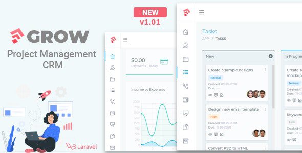 Grow CRM Nulled v1.06 – Project Management CRM With Invoicing Estimates Leads And Tasks Download
