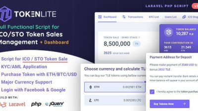 TokenLite v1.3.0 – ICO / STO Token Sale Management Dashboard – ICO Admin Script Free Download