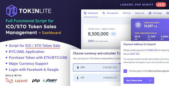 TokenLite v1.3.0 – ICO / STO Token Sale Management Dashboard – ICO Admin Script Free Download